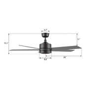 Carro Santana 52in 5-Blade Ceiling Fan | Black Plywood Blades with Remote | Living Room & Bedroom | 52 x 52 x 15 in | Model CFR525E5-N10-B2-1