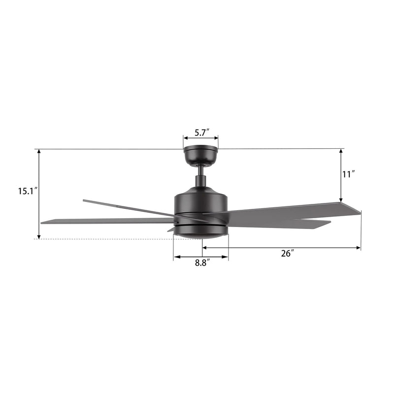 Carro Santana 52in 5-Blade Ceiling Fan | Black Plywood Blades with Remote | Living Room & Bedroom | 52 x 52 x 15 in | Model CFR525E5-N10-B2-1