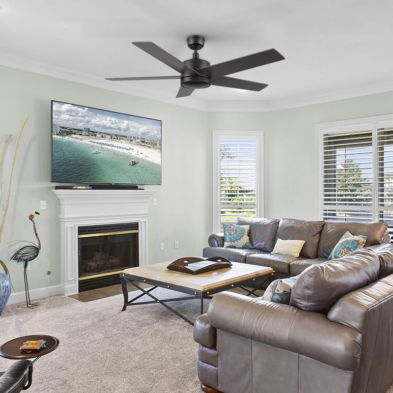 Carro Santana 52in 5-Blade Ceiling Fan | Black Plywood Blades with Remote | Living Room & Bedroom | 52 x 52 x 15 in | Model CFR525E5-N10-B2-1