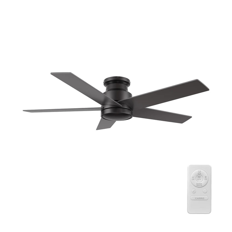 Carro Santana 52in 5-Blade Flush Ceiling Fan | Modern Black Plywood | Living Room & Bedroom | 52 x 52 x 11 in | Model CFR525E5-N10-B2-1-FM