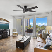 Carro Santana 52in 5-Blade Flush Ceiling Fan | Modern Black Plywood | Living Room & Bedroom | 52 x 52 x 11 in | Model CFR525E5-N10-B2-1-FM
