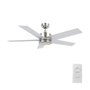 Carro Santana 52in 5-Blade Ceiling Fan | Modern Brushed Nickel Plywood | Living Room & Bedroom | 52 x 52 x 15 in | Model CFR525E5-N10-SJ-1