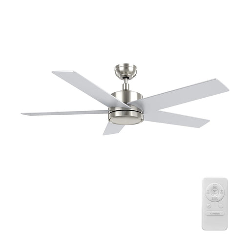 Carro Santana 52in 5-Blade Ceiling Fan | Modern Brushed Nickel Plywood | Living Room & Bedroom | 52 x 52 x 15 in | Model CFR525E5-N10-SJ-1