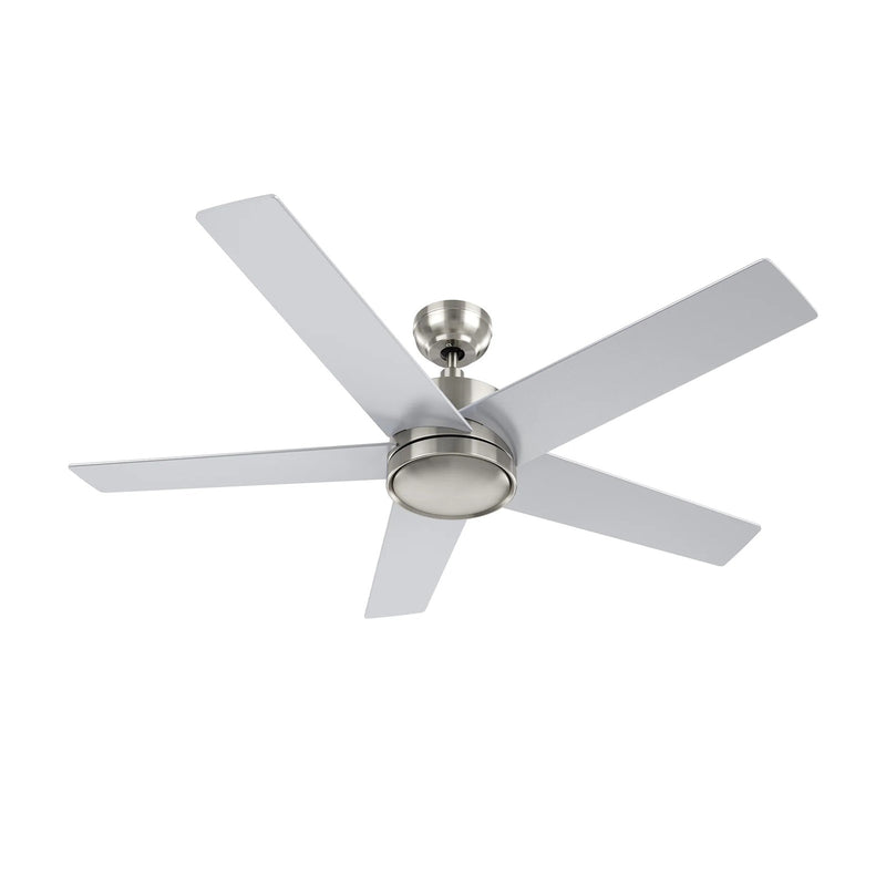 Carro Santana 52in 5-Blade Ceiling Fan | Modern Brushed Nickel Plywood | Living Room & Bedroom | 52 x 52 x 15 in | Model CFR525E5-N10-SJ-1