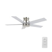 Carro Santana 52in 5-Blade Flush Ceiling Fan | Modern Brushed Nickel Plywood | Living Room & Bedroom | 52 x 52 x 11 in | Model CFR525E5-N10-SJ-1-FM