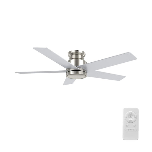 Carro Santana 52in 5-Blade Flush Ceiling Fan | Modern Brushed Nickel Plywood | Living Room & Bedroom | 52 x 52 x 11 in | Model CFR525E5-N10-SJ-1-FM