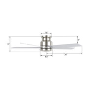 Carro Santana 52in 5-Blade Flush Ceiling Fan | Modern Brushed Nickel Plywood | Living Room & Bedroom | 52 x 52 x 11 in | Model CFR525E5-N10-SJ-1-FM