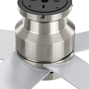 Carro Santana 52in 5-Blade Flush Ceiling Fan | Modern Brushed Nickel Plywood | Living Room & Bedroom | 52 x 52 x 11 in | Model CFR525E5-N10-SJ-1-FM