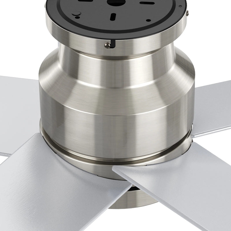 Carro Santana 52in 5-Blade Flush Ceiling Fan | Modern Brushed Nickel Plywood | Living Room & Bedroom | 52 x 52 x 11 in | Model CFR525E5-N10-SJ-1-FM
