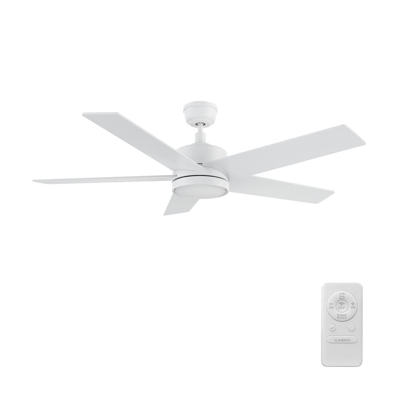 Carro Santana 52in 5-Blade Ceiling Fan | Modern White Plywood | Living Room & Bedroom | 52 x 52 x 15 in | Model CFR525E5-N10-W1-1
