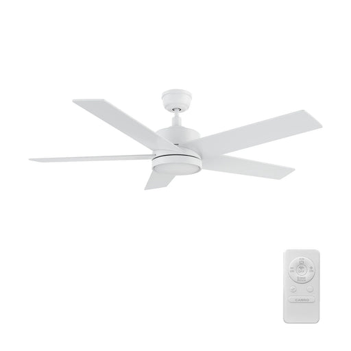 Carro Santana 52in 5-Blade Ceiling Fan | Modern White Plywood | Living Room & Bedroom | 52 x 52 x 15 in | Model CFR525E5-N10-W1-1