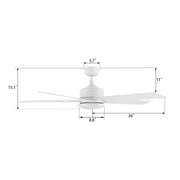 Carro Santana 52in 5-Blade Ceiling Fan | Modern White Plywood | Living Room & Bedroom | 52 x 52 x 15 in | Model CFR525E5-N10-W1-1