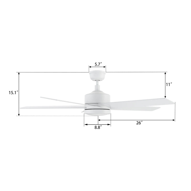 Carro Santana 52in 5-Blade Ceiling Fan | Modern White Plywood | Living Room & Bedroom | 52 x 52 x 15 in | Model CFR525E5-N10-W1-1