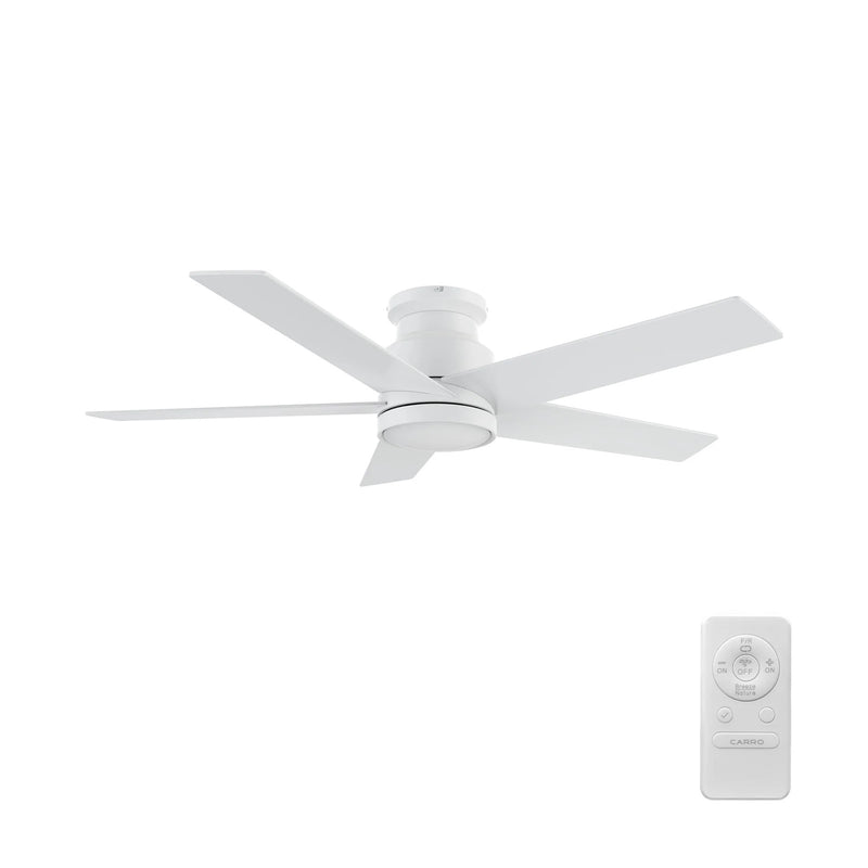 Carro Santana 52in Flush Mount Ceiling Fan | White Plywood Blades | Living Room & Bedroom | 52 x 52 x 11 in | Model CFR525E5-N10-W1-1-FM