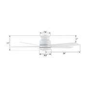 Carro Santana 52in Flush Mount Ceiling Fan | White Plywood Blades | Living Room & Bedroom | 52 x 52 x 11 in | Model CFR525E5-N10-W1-1-FM