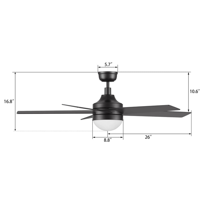 Carro Kimball 52in Ceiling Fan | Black Plywood Blades with Integrated LED | Living Room & Bedroom | 52 x 52 x 16.9 in | Model CFR525E6-L11-B2-1