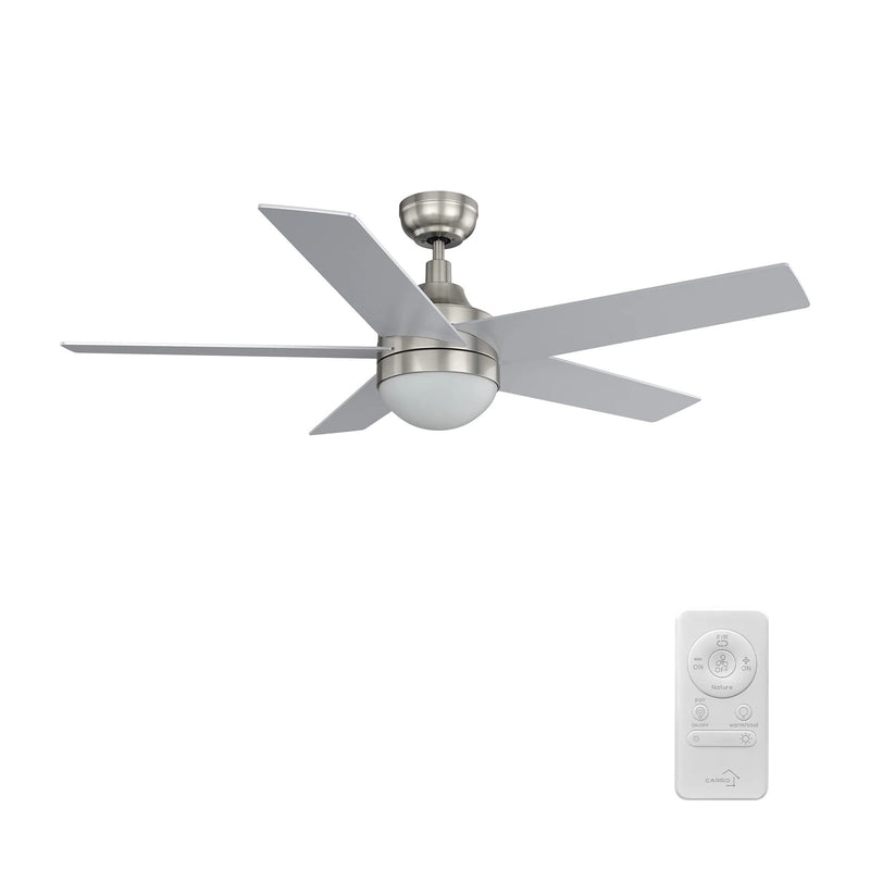 Carro Kimball 52in Ceiling Fan | Brushed Nickel Plywood Blades with Integrated LED | Living Room & Bedroom | 52 x 52 x 16.9 in | Model CFR525E6-L11-SJ-1