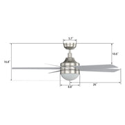 Carro Kimball 52in Ceiling Fan | Brushed Nickel Plywood Blades with Integrated LED | Living Room & Bedroom | 52 x 52 x 16.9 in | Model CFR525E6-L11-SJ-1