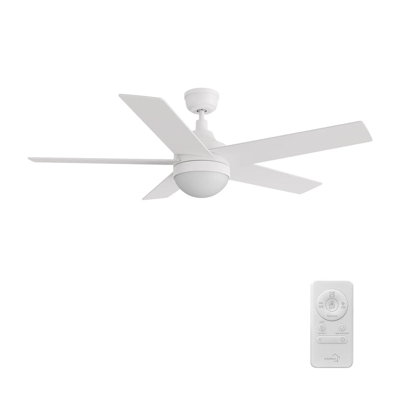 Carro Kimball 52in Ceiling Fan | White Plywood Blades with Integrated LED | Living Room & Bedroom | 52 x 52 x 16.9 in | Model CFR525E6-L11-W1-1