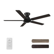 Carro Dunkirk 52in 5-Blade Flush Ceiling Fan | Modern Black Barnwood and Plywood | Large Living Room & Bedroom | 52 x 52 x | Model CFR525J-N10-BG-1-FM