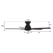 Carro Dunkirk 52in 5-Blade Flush Ceiling Fan | Modern Black Barnwood and Plywood | Large Living Room & Bedroom | 52 x 52 x | Model CFR525J-N10-BG-1-FM