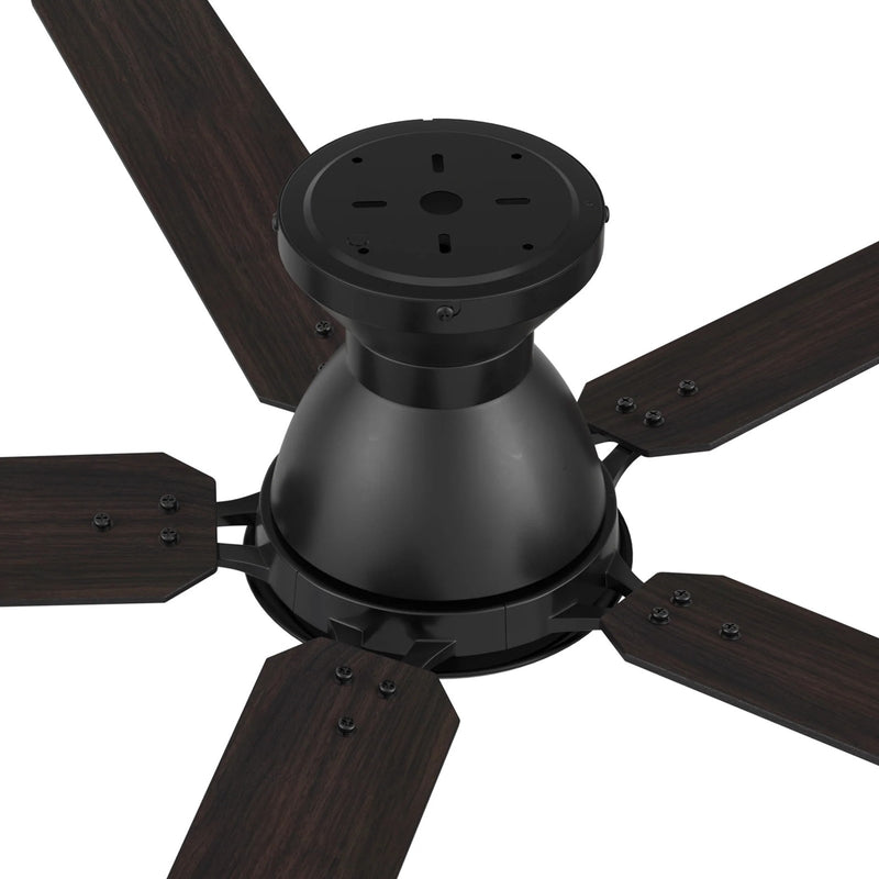 Carro Dunkirk 52in 5-Blade Flush Ceiling Fan | Modern Black Barnwood and Plywood | Large Living Room & Bedroom | 52 x 52 x | Model CFR525J-N10-BG-1-FM