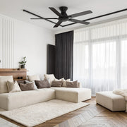 Carro Dunkirk 52in 5-Blade Flush Ceiling Fan | Modern Black Barnwood and Plywood | Large Living Room & Bedroom | 52 x 52 x | Model CFR525J-N10-BG-1-FM