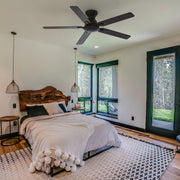Carro Dunkirk 52in 5-Blade Flush Ceiling Fan | Modern Black Barnwood and Plywood | Large Living Room & Bedroom | 52 x 52 x | Model CFR525J-N10-BG-1-FM