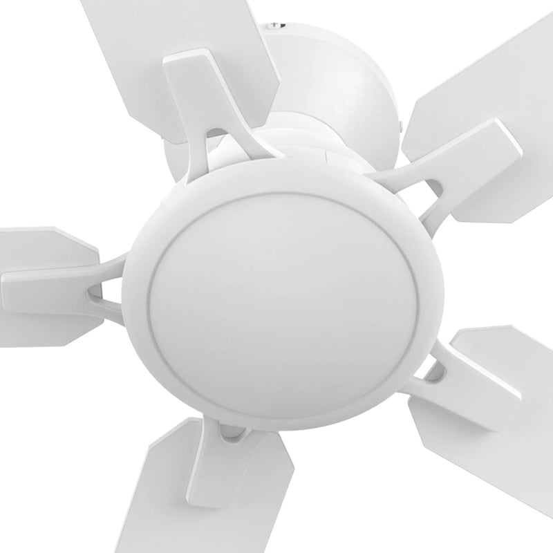 Carro Dunkirk 52in 5-Blade Flush Ceiling Fan | Modern White and Plywood | Large Living Room & Bedroom | 52 x 52 x 10.8 in | Model CFR525J-N10-W1-1-FM