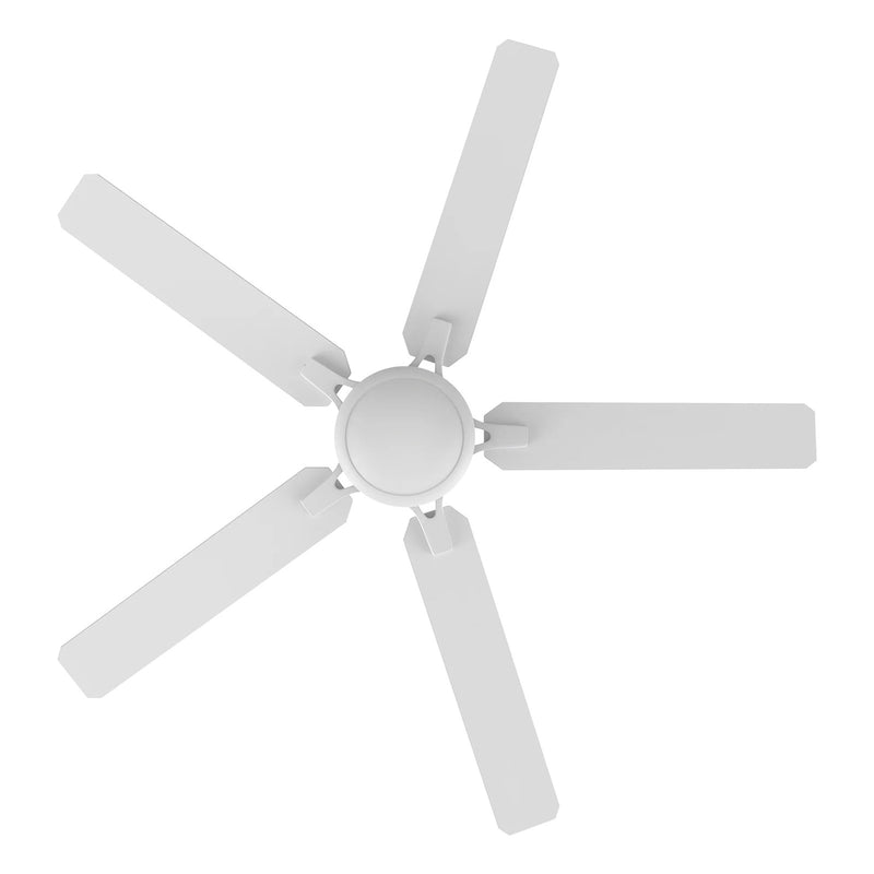 Carro Dunkirk 52in 5-Blade Flush Ceiling Fan | Modern White and Plywood | Large Living Room & Bedroom | 52 x 52 x 10.8 in | Model CFR525J-N10-W1-1-FM
