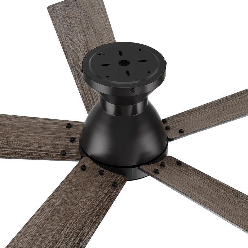Carro Lurgan 52in 5-Blade Flush Ceiling Fan | Modern Black and Plywood | Large Living Room & Bedroom | 52 x 52 x 10.8 in | Model CFR525J1-N10-BG-1-FM