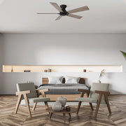Carro Lurgan 52in 5-Blade Flush Ceiling Fan | Modern Black and Plywood | Large Living Room & Bedroom | 52 x 52 x 10.8 in | Model CFR525J1-N10-BG-1-FM