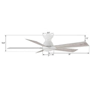Carro Lurgan 52in 5-Blade Flush Ceiling Fan | Modern White Washed and Plywood | Large Living Room & Bedroom | 52 x 52 x 10.8 | Model CFR525J1-N10-WP-1-FM