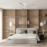Carro Lurgan 52in 5-Blade Flush Ceiling Fan | Modern White Washed and Plywood | Large Living Room & Bedroom | 52 x 52 x 10.8 | Model CFR525J1-N10-WP-1-FM