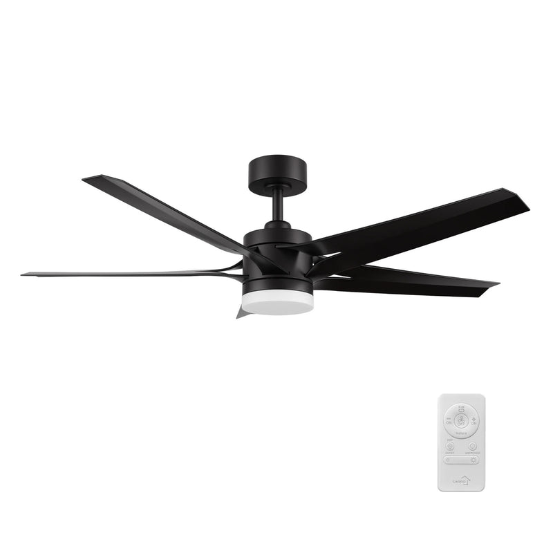 Carro Onyx 52in 5-Blade Ceiling Fan | Modern Black and High-Quality ABS | Living Room & Bedroom | 52 x 52 x 15.3 in, 4000K LED | Model CFR525T2-L11-B2-1