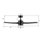 Carro Onyx 52in 5-Blade Ceiling Fan | Modern Black and High-Quality ABS | Living Room & Bedroom | 52 x 52 x 15.3 in, 4000K LED | Model CFR525T2-L11-B2-1