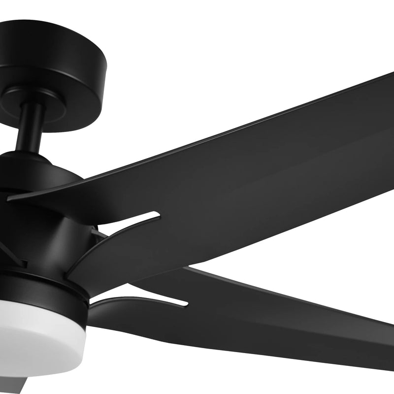 Carro Onyx 52in 5-Blade Ceiling Fan | Modern Black and High-Quality ABS | Living Room & Bedroom | 52 x 52 x 15.3 in, 4000K LED | Model CFR525T2-L11-B2-1