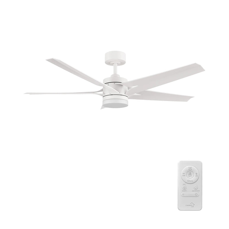 Carro Onyx 52in 5-Blade Ceiling Fan | Modern White and High-Quality ABS | Living Room & Bedroom | 52 x 52 x 15.3 in, 4000K LED | Model CFR525T2-L11-W1-1