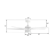 Carro Onyx 52in 5-Blade Ceiling Fan | Modern White and High-Quality ABS | Living Room & Bedroom | 52 x 52 x 15.3 in, 4000K LED | Model CFR525T2-L11-W1-1