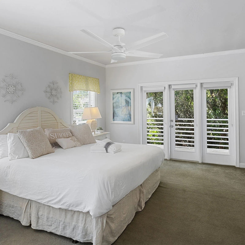Carro Onyx 52in 5-Blade Ceiling Fan | Modern White and High-Quality ABS | Living Room & Bedroom | 52 x 52 x 15.3 in, 4000K LED | Model CFR525T2-L11-W1-1