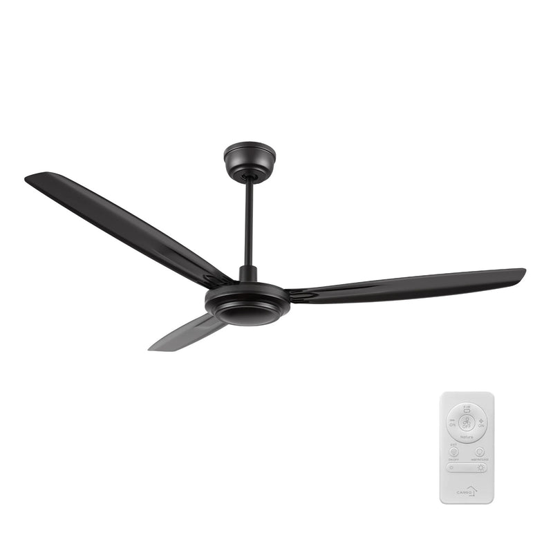 Carro Oberon 56in 3-Blade Ceiling Fan | Industrial Black and Iron | Living Room & Loft | 56 x 56 x 18.3 in, DC Motor, Remote | Model CFR563Z1-N10-B2-1