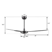 Carro Oberon 56in 3-Blade Ceiling Fan | Industrial Black and Iron | Living Room & Loft | 56 x 56 x 18.3 in, DC Motor, Remote | Model CFR563Z1-N10-B2-1