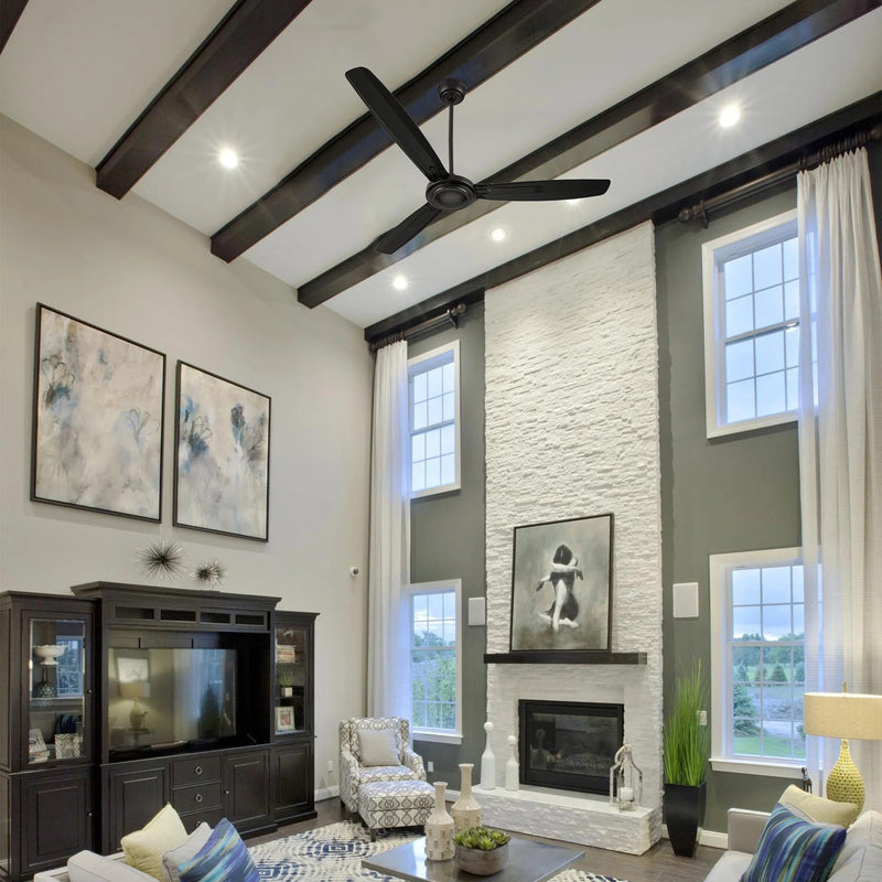 Carro Oberon 56in 3-Blade Ceiling Fan | Industrial Black and Iron | Living Room & Loft | 56 x 56 x 18.3 in, DC Motor, Remote | Model CFR563Z1-N10-B2-1