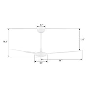 Carro Oberon 56in 3-Blade Ceiling Fan | Industrial White and Iron | Living Room & Bedroom | 18.3 x 56 x 56 in | Model CFR563Z1-N10-W1-1