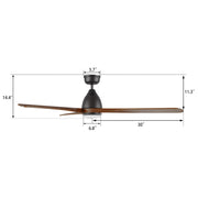 Carro Vienna 60in 3-Blade Ceiling Fan | Modern Black Antique Walnut and Solid Wood | Living Room & Bedroom | 14.4 x 60 x 60 in | Model CFR603K3-L11-BM2-1