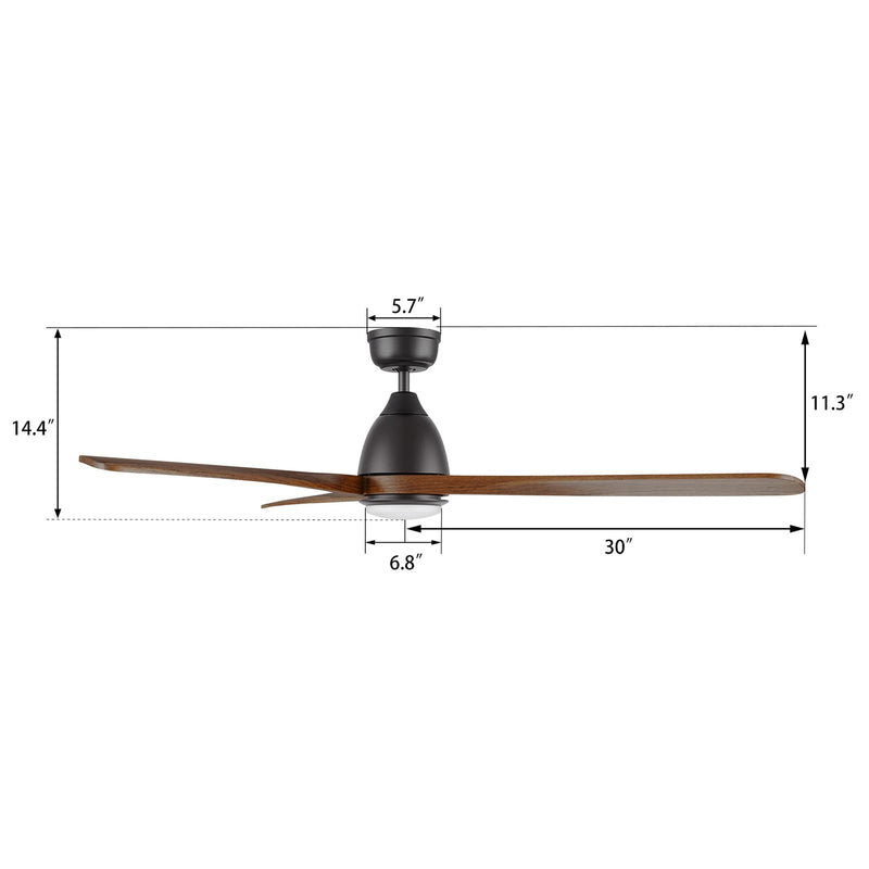 Carro Vienna 60in 3-Blade Ceiling Fan | Modern Black Antique Walnut and Solid Wood | Living Room & Bedroom | 14.4 x 60 x 60 in | Model CFR603K3-L11-BM2-1