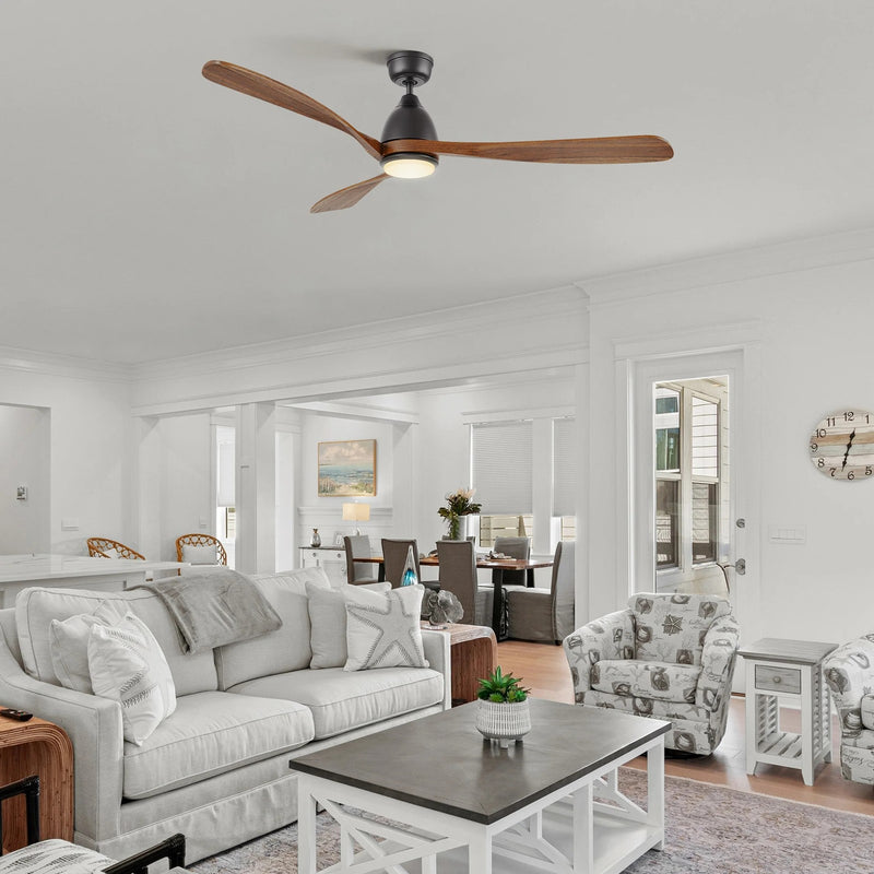 Carro Vienna 60in 3-Blade Ceiling Fan | Modern Black Antique Walnut and Solid Wood | Living Room & Bedroom | 14.4 x 60 x 60 in | Model CFR603K3-L11-BM2-1