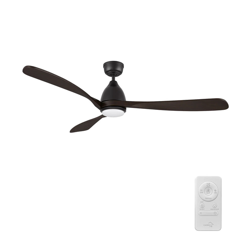 Carro Vienna 60in 3-Blade Ceiling Fan | Modern Black Brown and Solid Wood | Living Room & Bedroom | 14.4 x 60 x 60 in | Model CFR603K3-L11-BM4-1