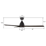 Carro Vienna 60in 3-Blade Ceiling Fan | Modern Black Brown and Solid Wood | Living Room & Bedroom | 14.4 x 60 x 60 in | Model CFR603K3-L11-BM4-1