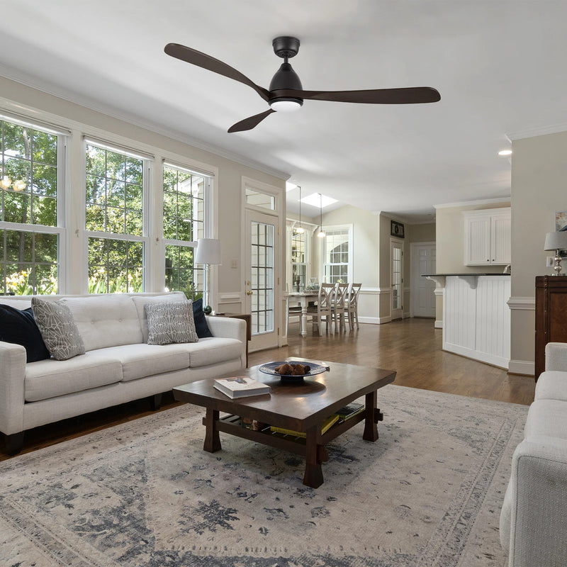 Carro Vienna 60in 3-Blade Ceiling Fan | Modern Black Brown and Solid Wood | Living Room & Bedroom | 14.4 x 60 x 60 in | Model CFR603K3-L11-BM4-1